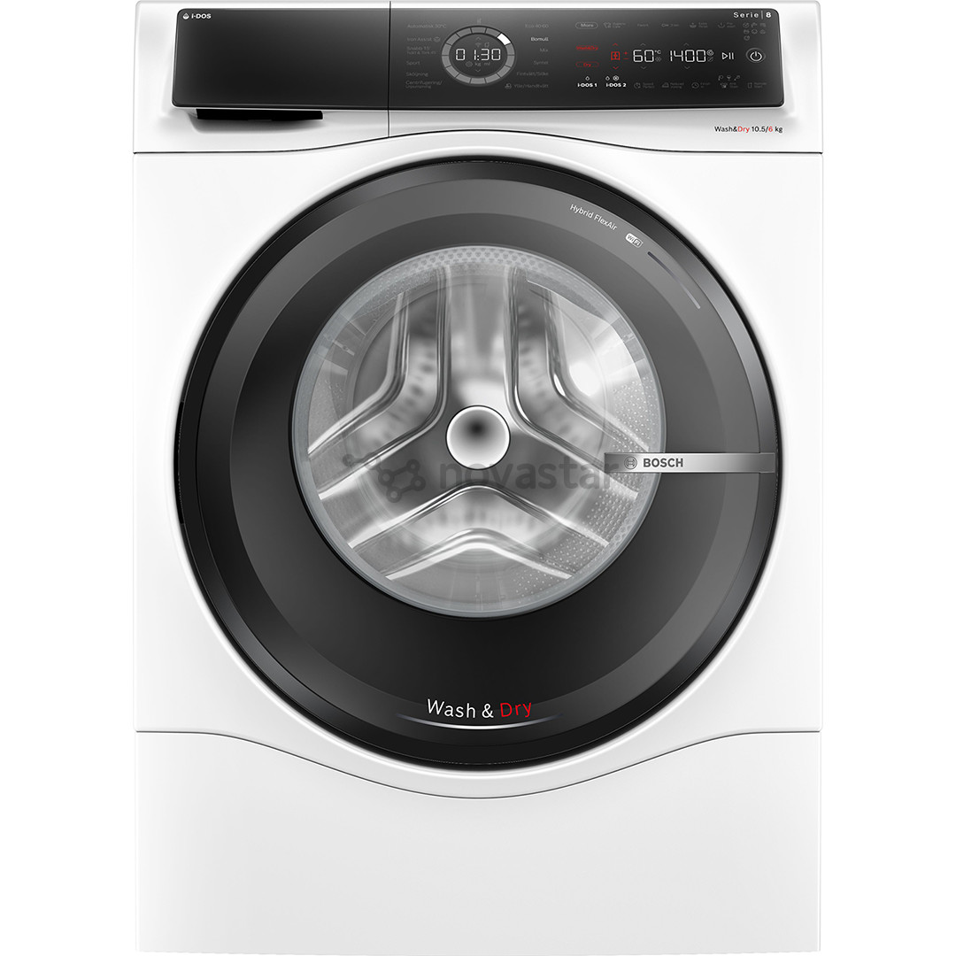 Bosch, Series 8, i-Dos, 10.5 kg/6 kg, depth 62.2 cm, 1400 rpm - Washer-dryer combo