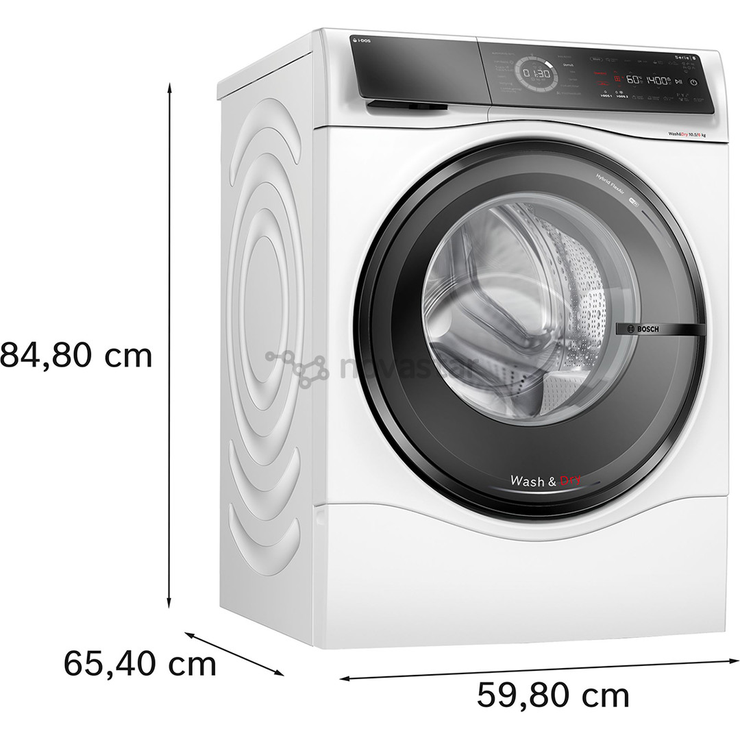Bosch, Series 8, i-Dos, 10.5 kg/6 kg, depth 62.2 cm, 1400 rpm - Washer-dryer combo