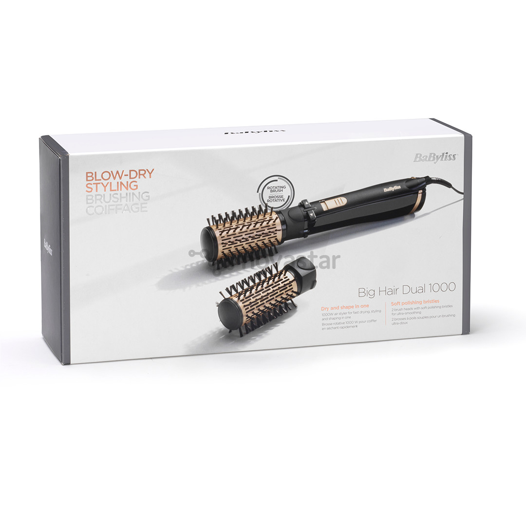 BaByliss Big Hair Dual 1000, 1000 W, black/gold - Rotating air styler