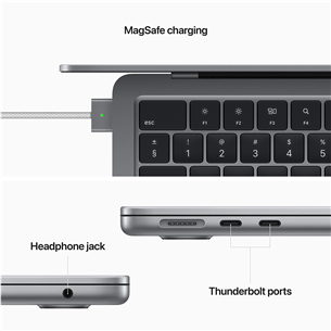 Nešiojamas kompiuteris Apple MacBook Air 13" (2022), M2 8C/8C, 16 GB, 256 GB, SWE, space gray