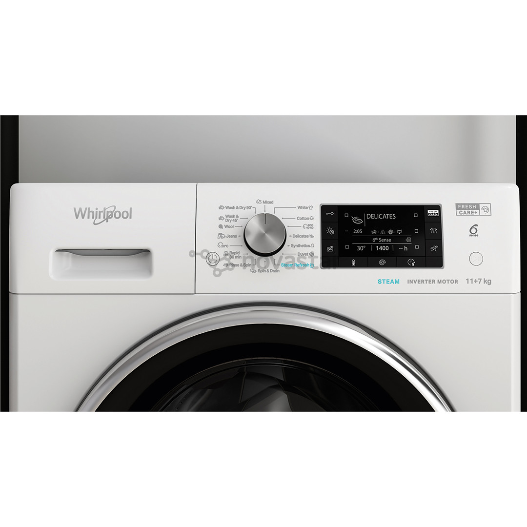 Whirlpool, 11 kg / 7 kg, gylis 60,5 cm, 1600 aps./min. - Skalbimo mašina - džiovyklė