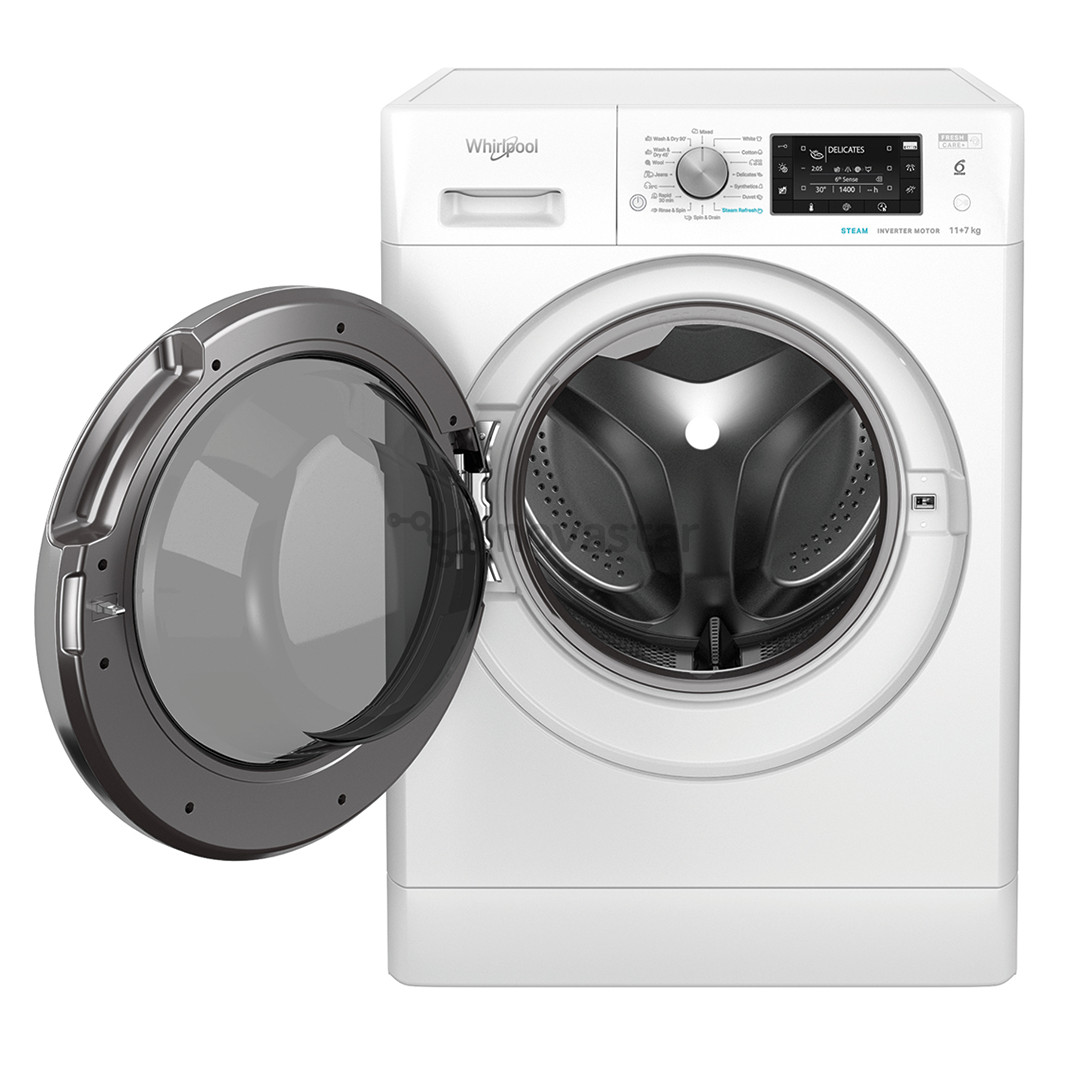 Whirlpool, 11 kg / 7 kg, gylis 60,5 cm, 1600 aps./min. - Skalbimo mašina - džiovyklė