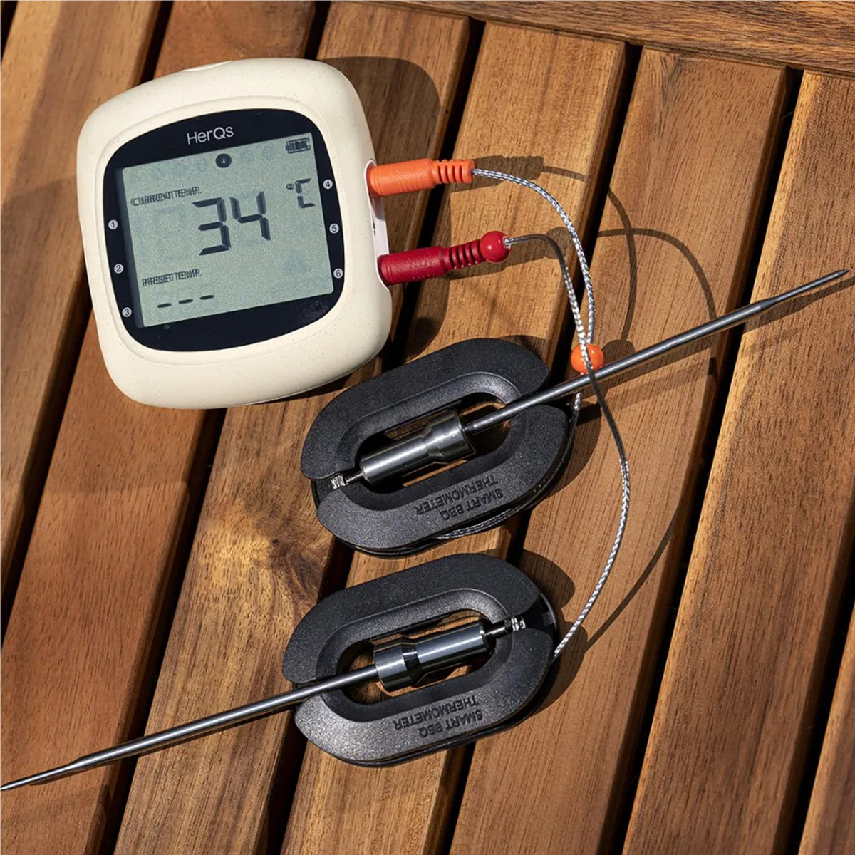 HerQs EasyBBQ, light gray - Smart cooking thermometer