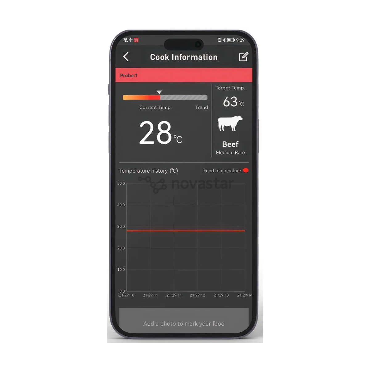 HerQs EasyBBQ, light gray - Smart cooking thermometer