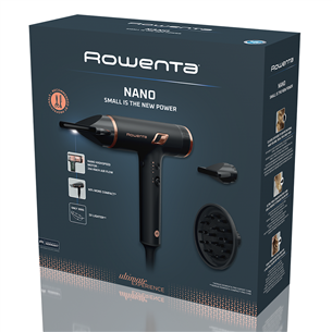 Plaukų džiovintuvas Rowenta NANO, 1700 W, juodas