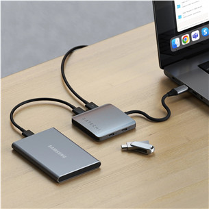 USB šakotuvas Satechi 4-Port USB-C Hub, Power Delivery, pilkas