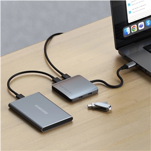 USB šakotuvas Satechi 4-Port USB-C Hub, Power Delivery, pilkas