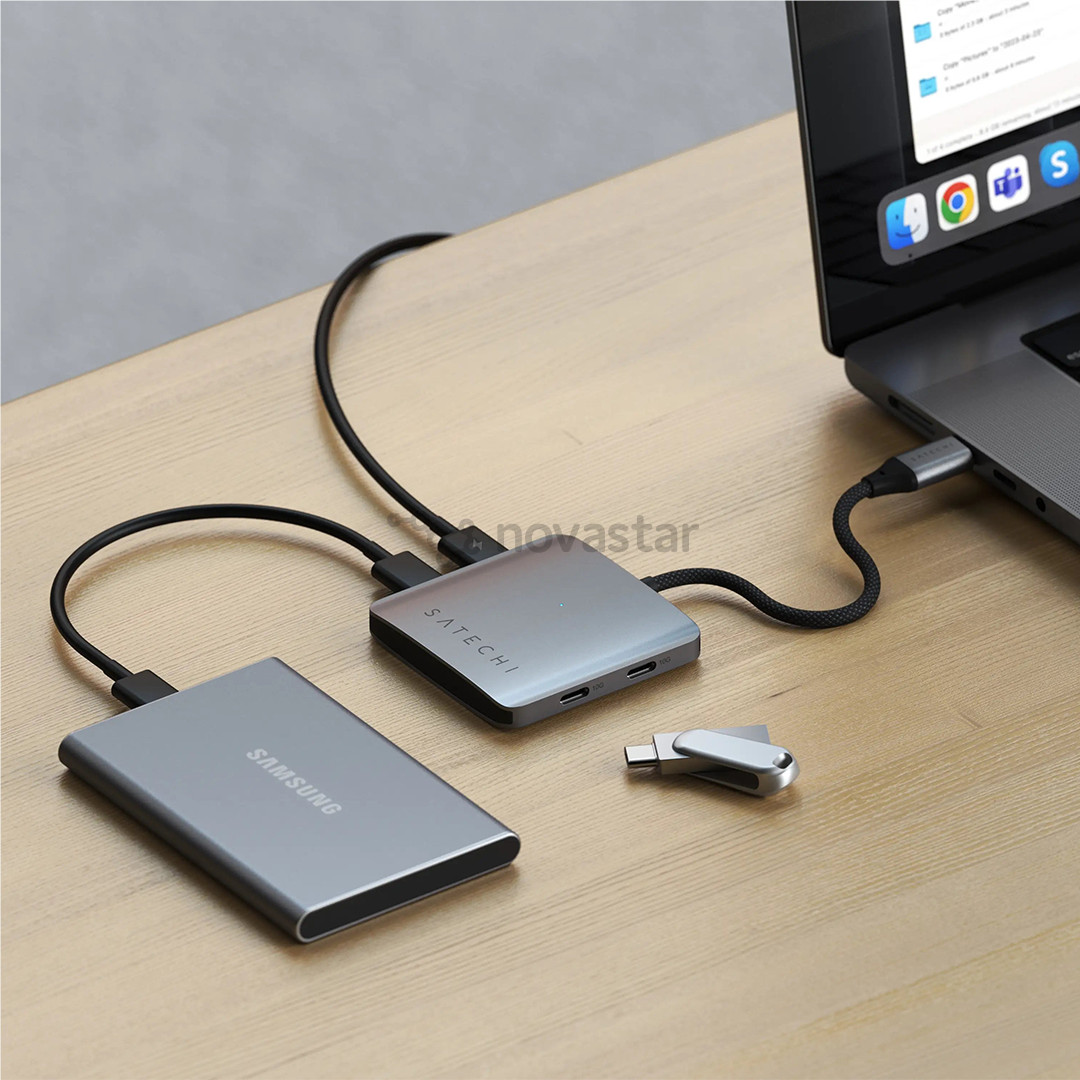 USB šakotuvas Satechi 4-Port USB-C Hub, Power Delivery, pilkas