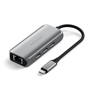 USB šakotuvas  Satechi 4-in-1 USB-C Hub, LAN, pilkas