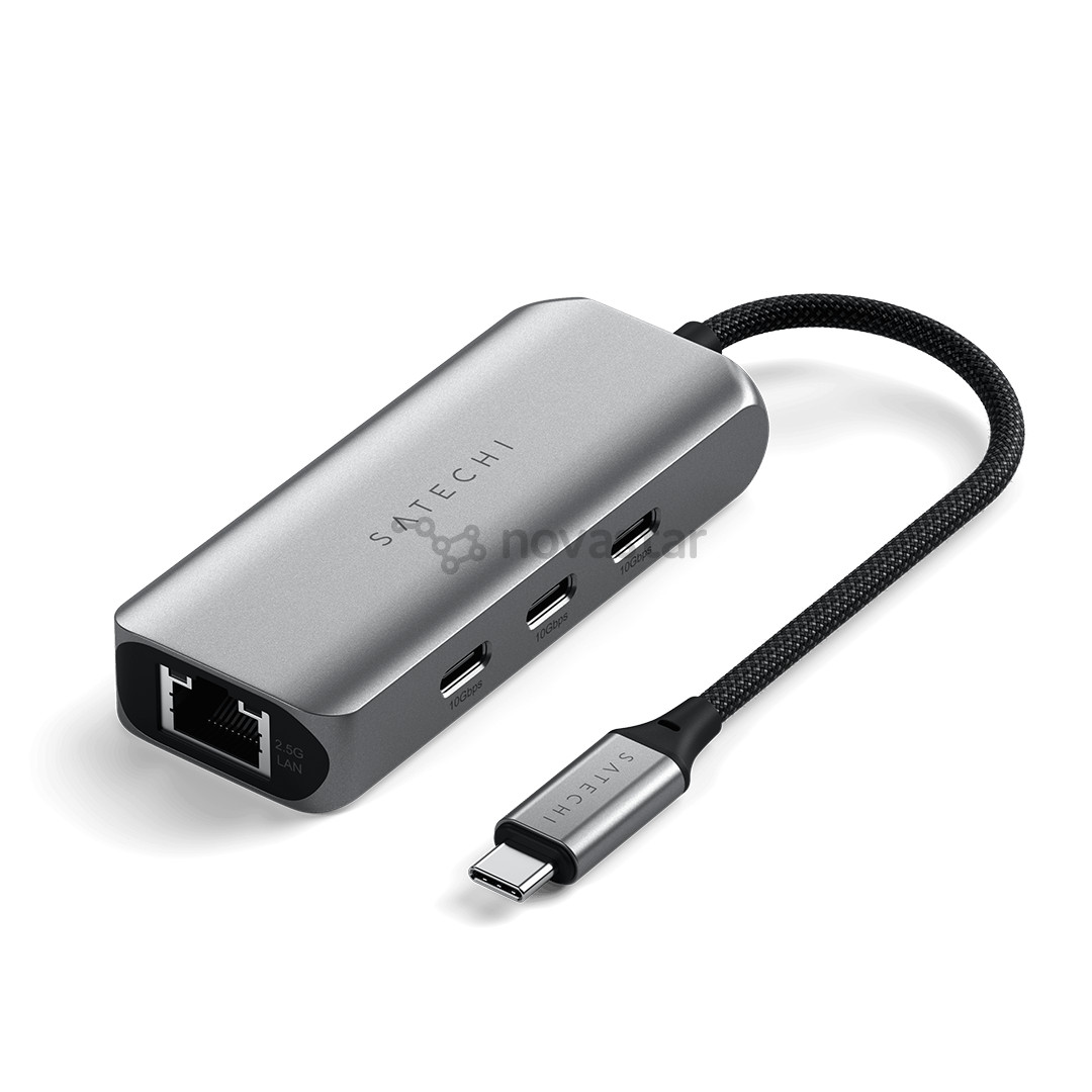 USB šakotuvas  Satechi 4-in-1 USB-C Hub, LAN, pilkas