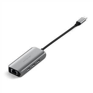 USB šakotuvas  Satechi 4-in-1 USB-C Hub, LAN, pilkas