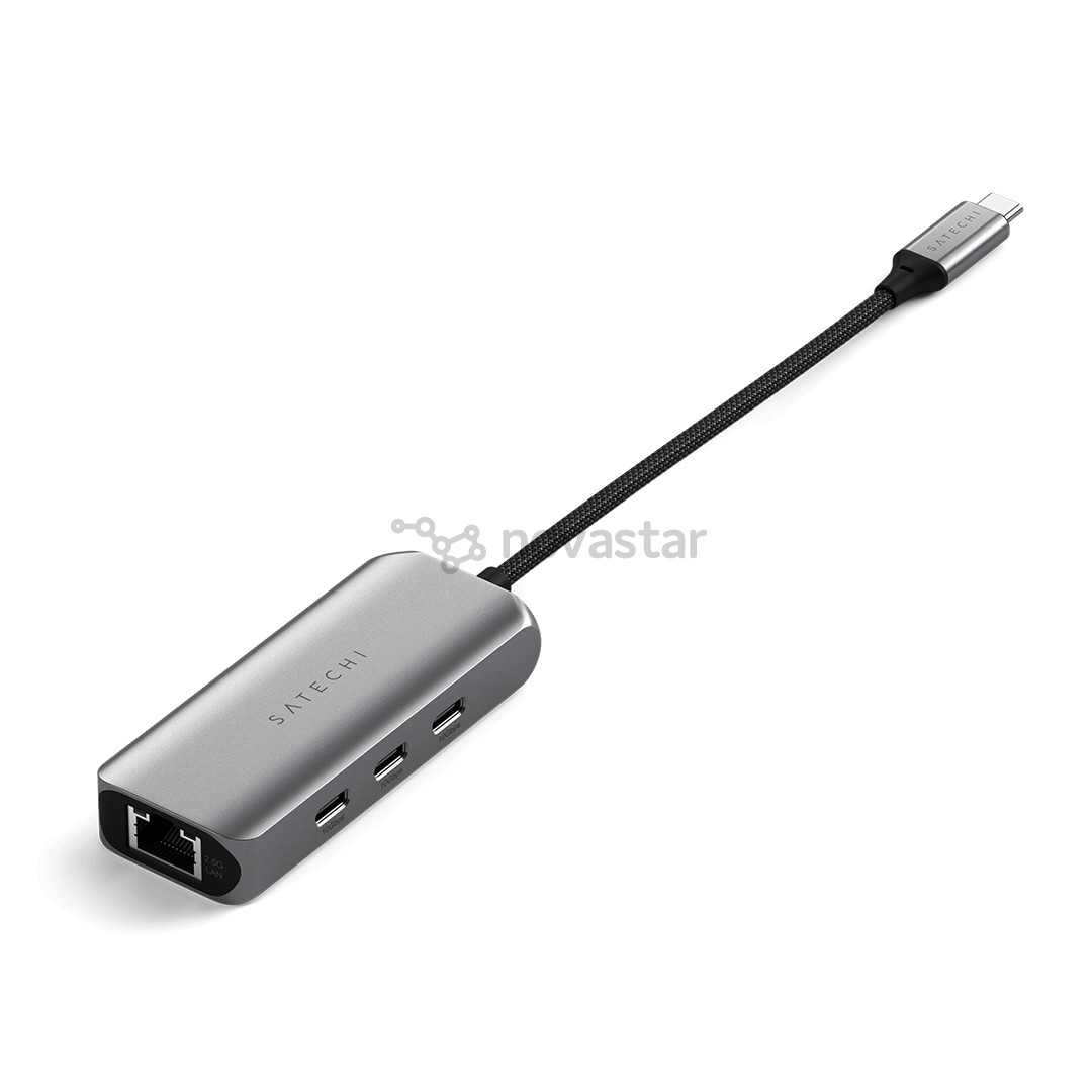 USB šakotuvas  Satechi 4-in-1 USB-C Hub, LAN, pilkas