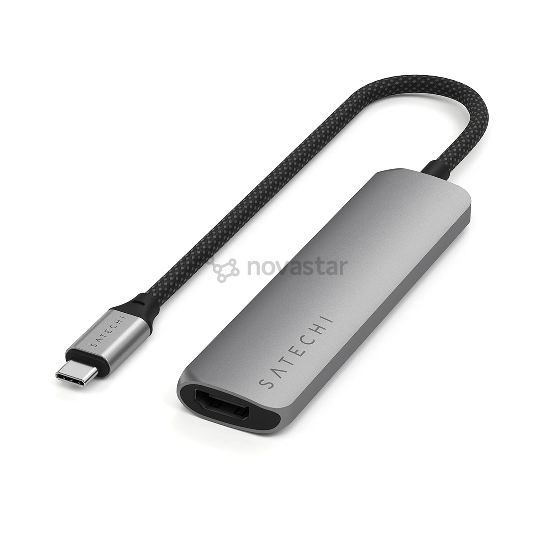USB šakotuvas  Satechi 4-in-1 USB-C Slim Multiport Adapter 4K, pilkas
