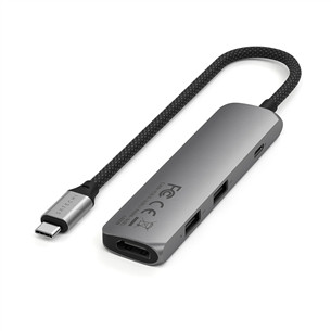 USB šakotuvas  Satechi 4-in-1 USB-C Slim Multiport Adapter 4K, pilkas