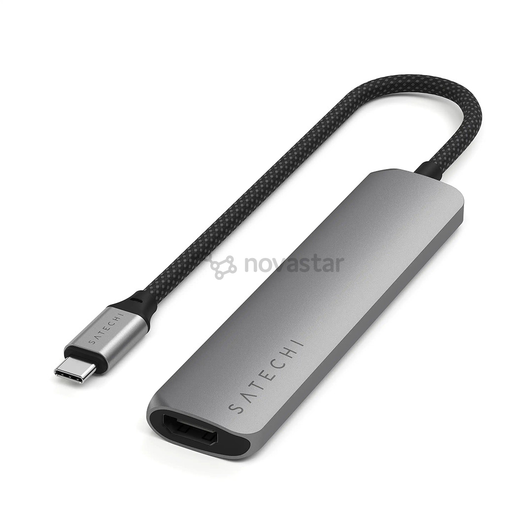 USB šakotuvas  Satechi 6-in-1 USB-C Slim Multiport Adapter, pilkas