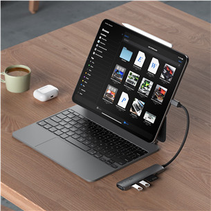 USB šakotuvas  Satechi 6-in-1 USB-C Slim Multiport Adapter, pilkas