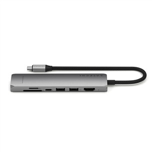 USB šakotuvas  Satechi 7-in-1 USB-C Slim Multiport Adapter with Ethernet, pilkas