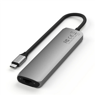 USB šakotuvas  Satechi 7-in-1 USB-C Slim Multiport Adapter with Ethernet, pilkas