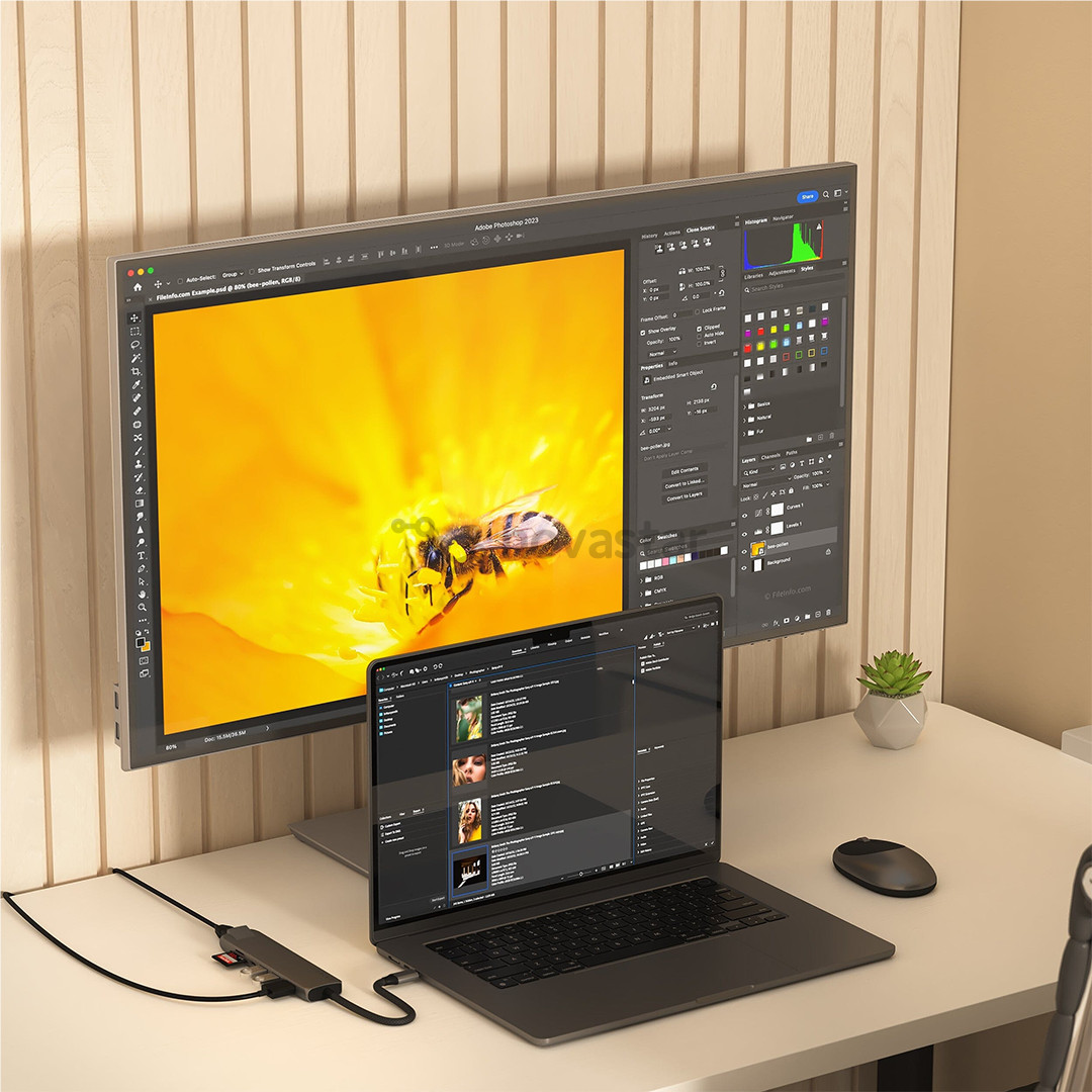 USB šakotuvas  Satechi 7-in-1 USB-C Slim Multiport Adapter with Ethernet, pilkas