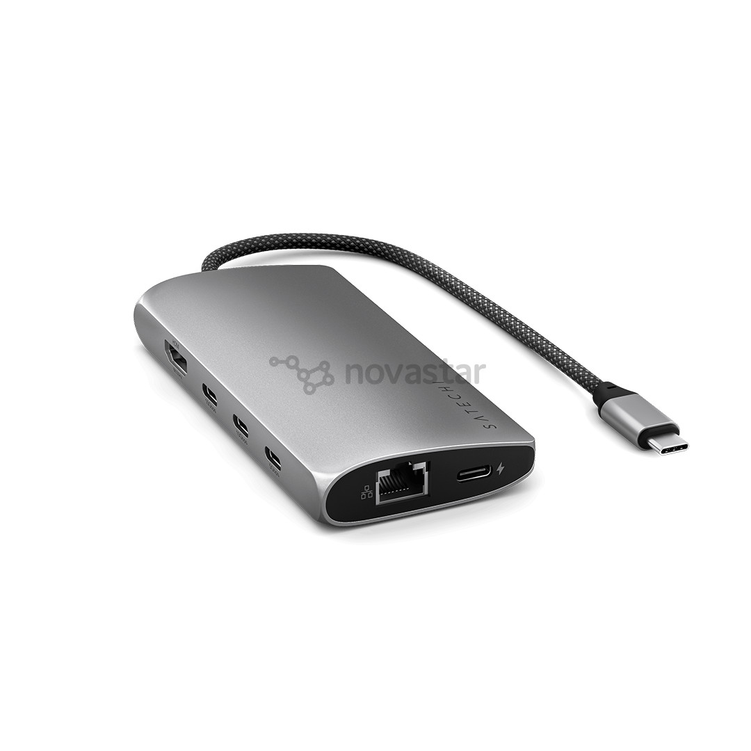 USB šakotuvas Satechi USB-C Multiport Adapter 8K With Ethernet V3, pilkas