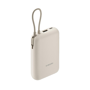 Išorinė baterija Xiaomi Power Bank, integruotas laidas, 10000 mAh, smėlio