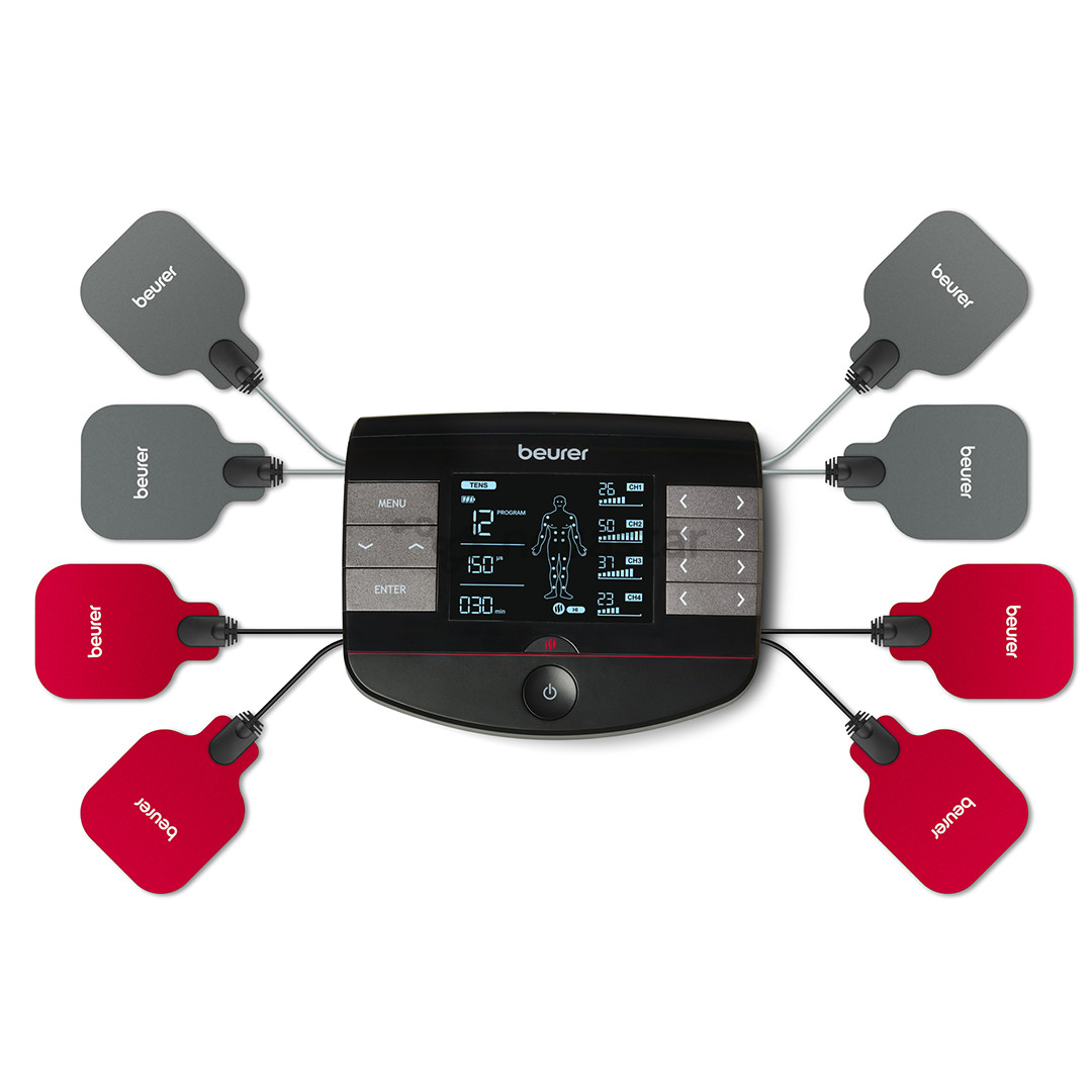 Elektroninis raumenų stimuliatorius TENS/EMS  Beurer 4-in-1, šildymo funkcija, juodas