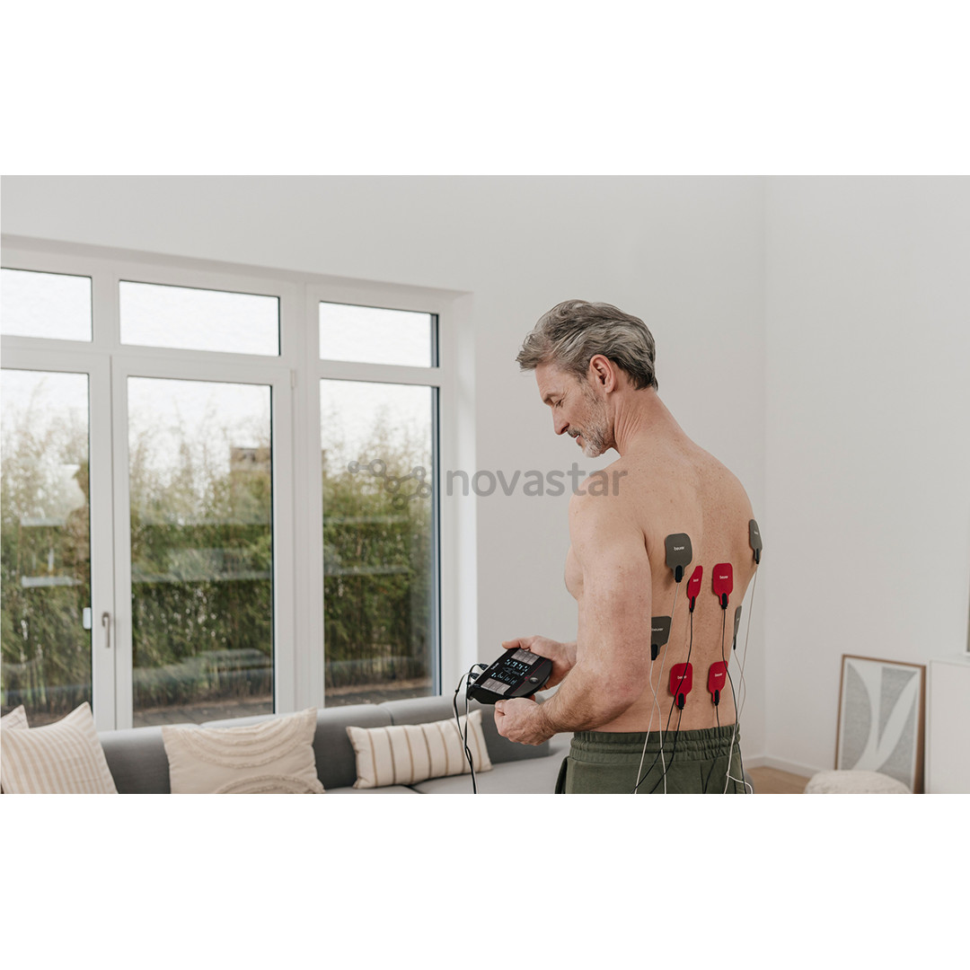 Elektroninis raumenų stimuliatorius TENS/EMS  Beurer 4-in-1, šildymo funkcija, juodas