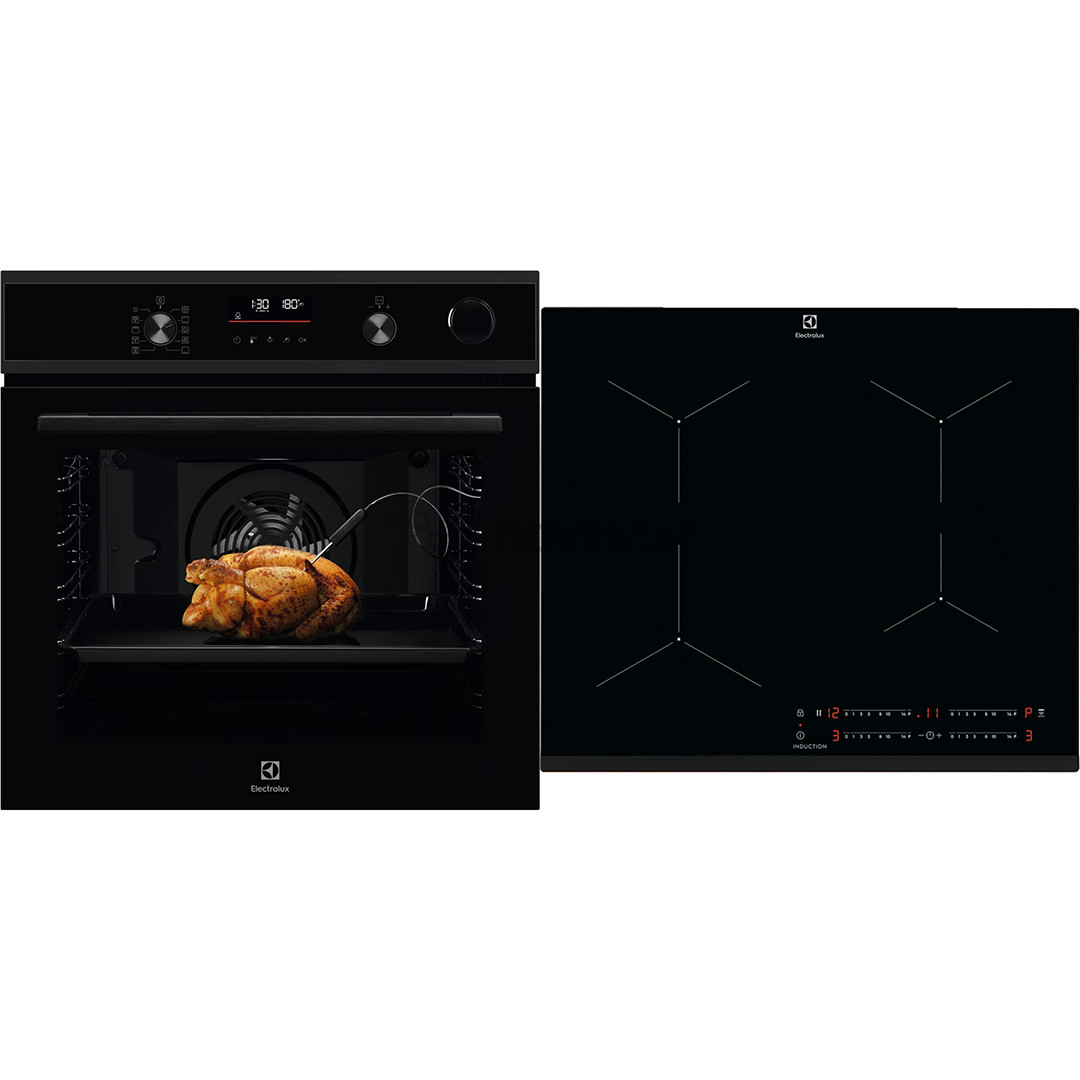 Electrolux SteamCrisp 700, 72 L, black - Built-in oven + induction hob