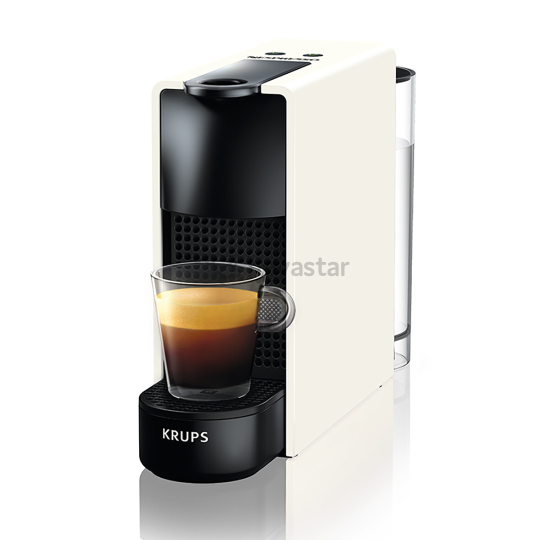 Kapsulinis kavos aparatas + Aeroccino pieno plakiklis, Krups Nespresso Essenza Mini, baltas