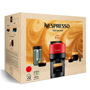 Kapsulinis kavos aparatas Krups Nespresso Vertuo Pop, raudonas