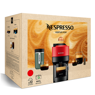 Kapsulinis kavos aparatas Krups Nespresso Vertuo Pop, raudonas