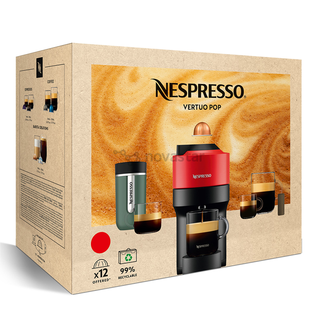 Kapsulinis kavos aparatas Krups Nespresso Vertuo Pop, raudonas