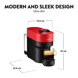 Kapsulinis kavos aparatas Krups Nespresso Vertuo Pop, raudonas