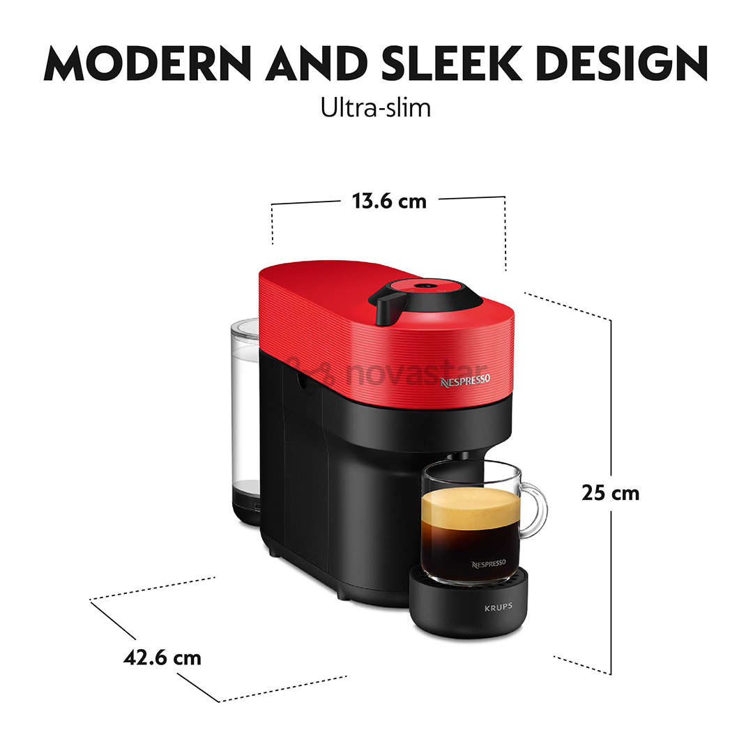 Kapsulinis kavos aparatas Krups Nespresso Vertuo Pop, raudonas