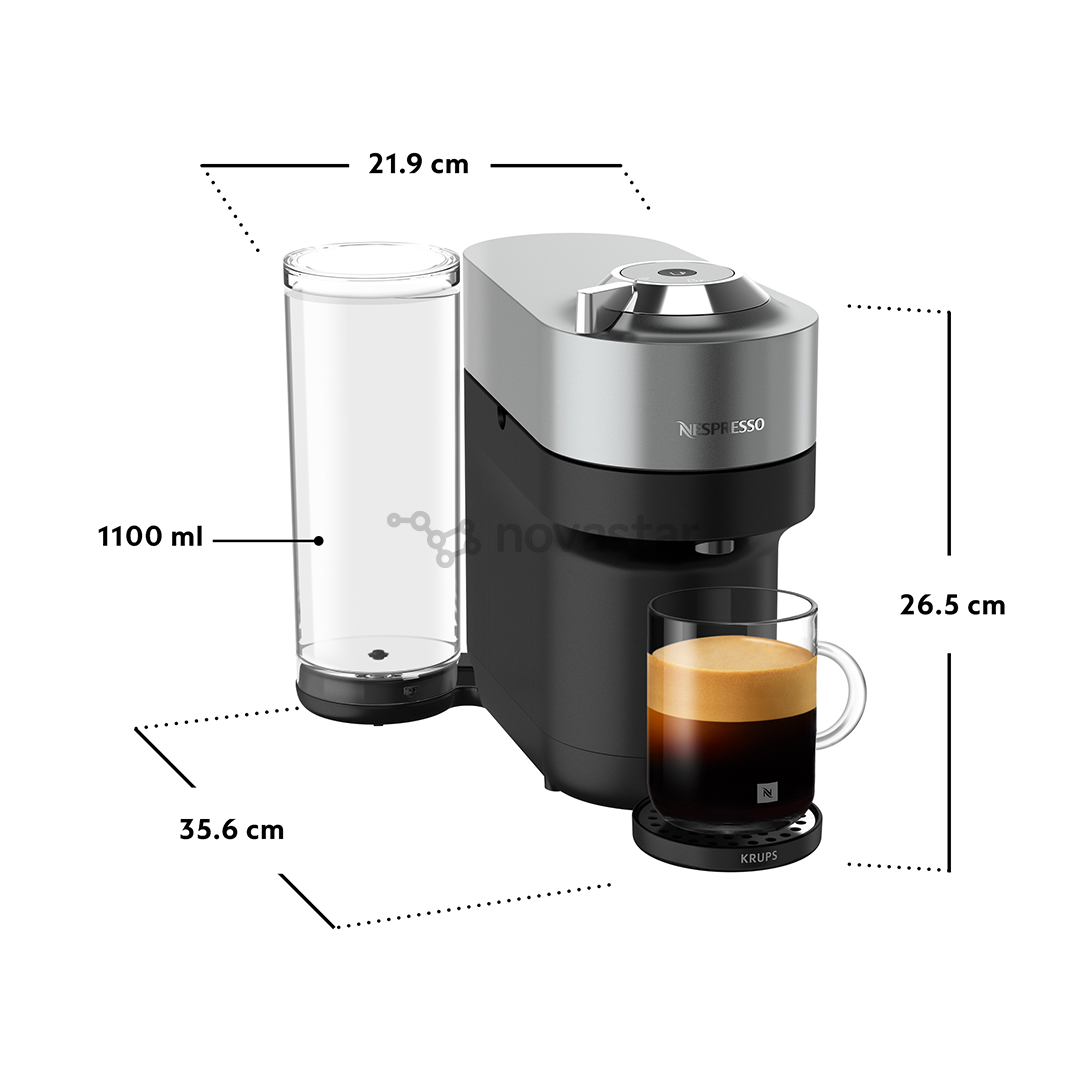 Kapsulinis kavos aparatas Krups Nespresso Vertuo Pop+, titano spalvos