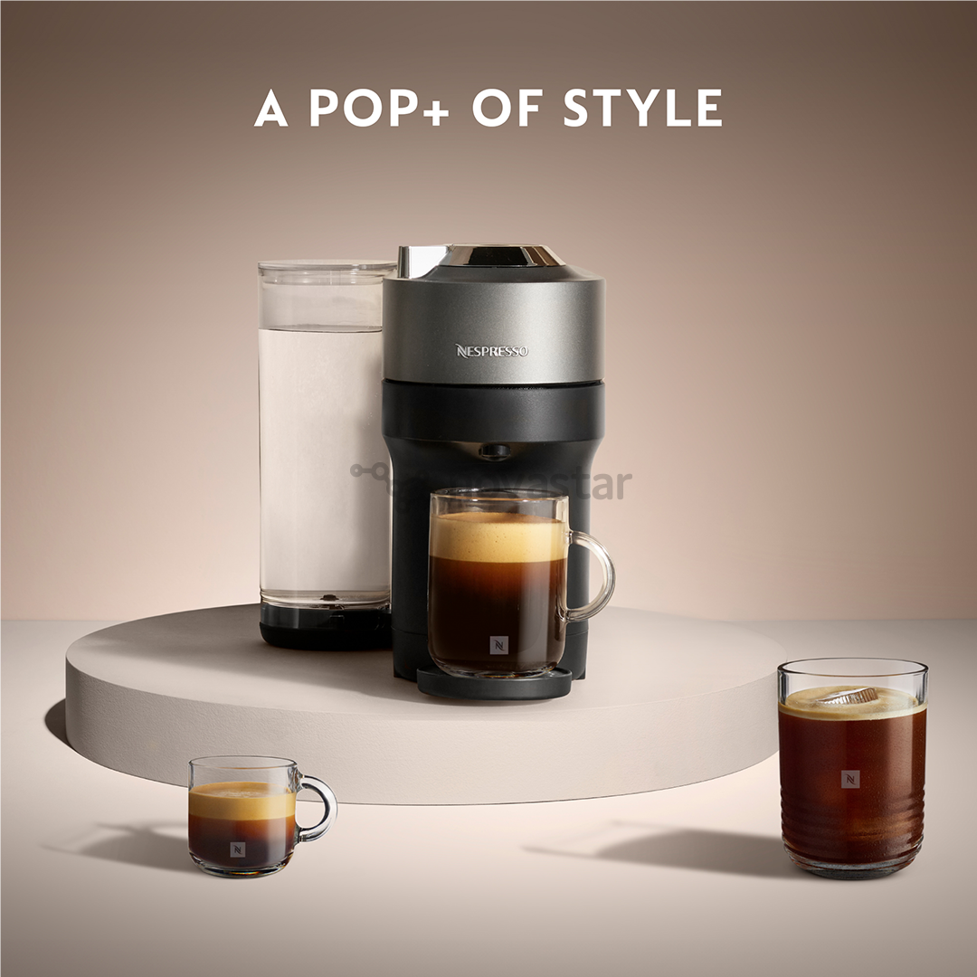 Kapsulinis kavos aparatas Krups Nespresso Vertuo Pop+, titano spalvos
