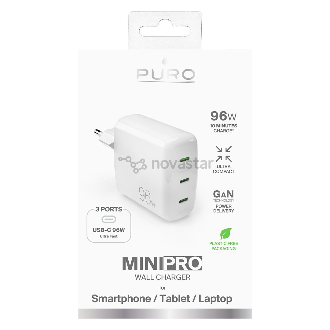Puro MiniPro Gan Wall Charger, 96 W, white - Charger