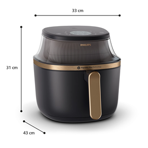 Oro gruzdintuvė Philips 3000 Series, 4.2 L, 1400 W, juoda