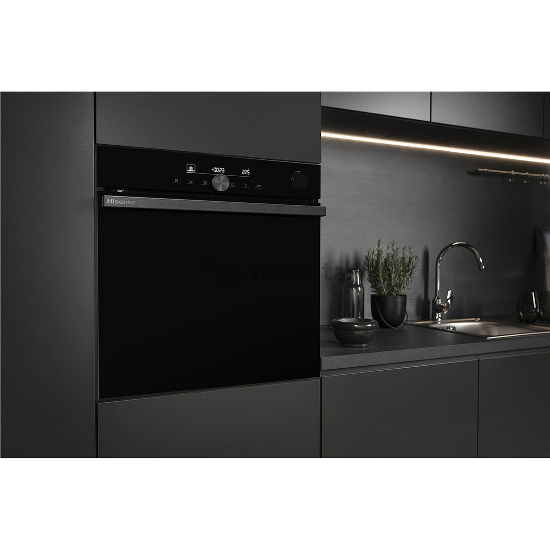 Hisense, 77 L, pyrolytic cleaning, black - Built-in oven