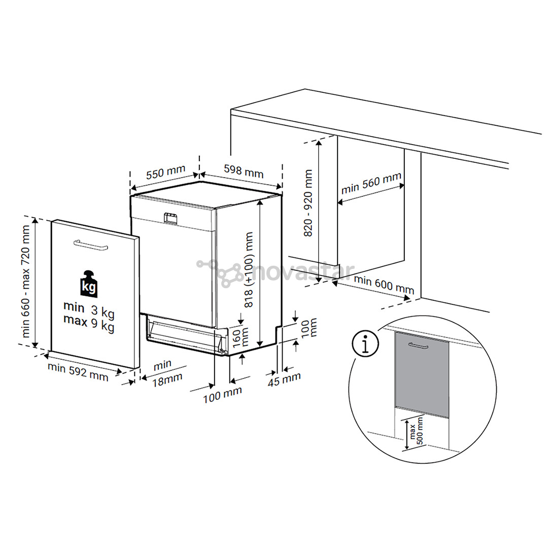 Beko, 13 komplektų talpa, plotis 59,8 cm - Įmontuojama indaplovė