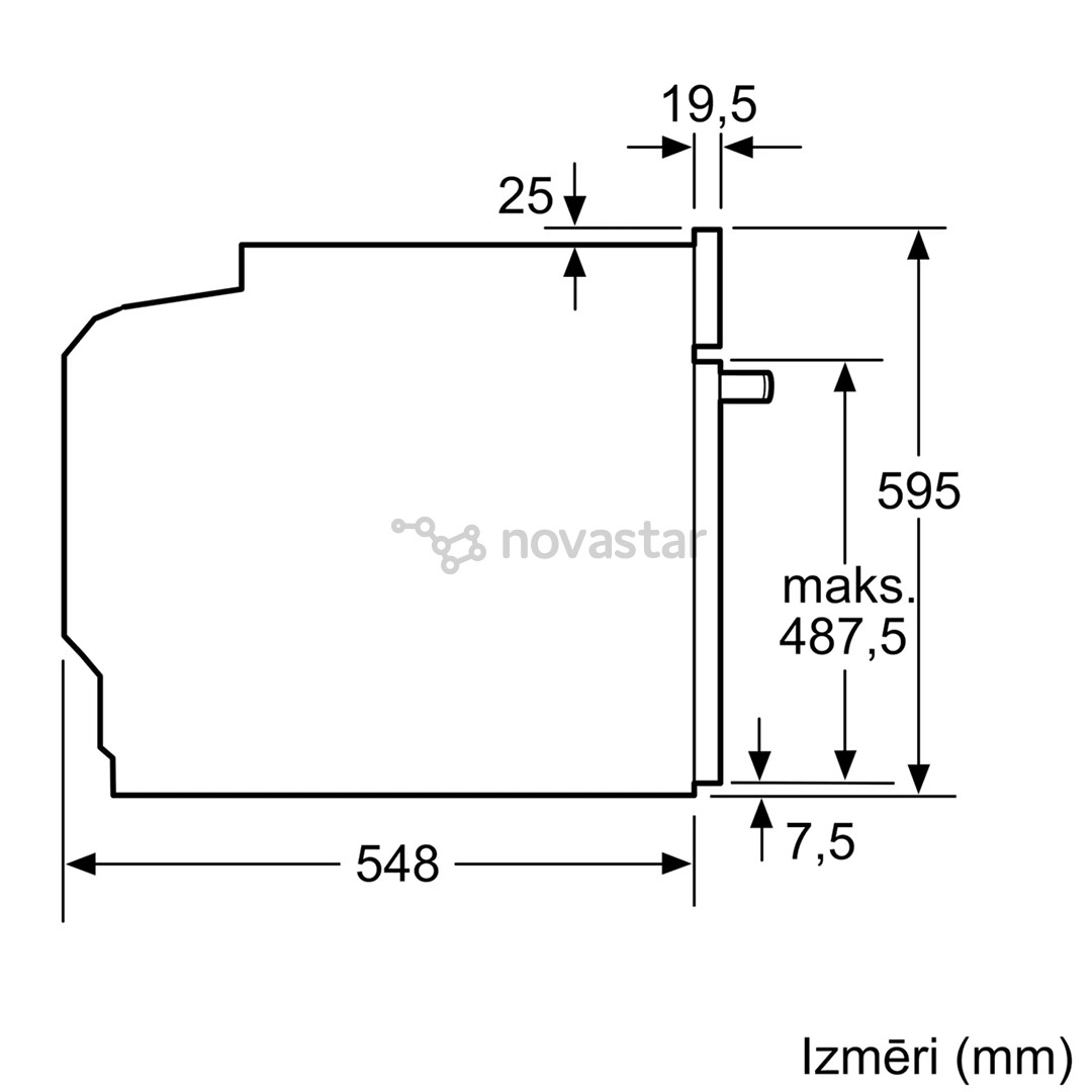 Įmontuojama orkaitė Bosch, 71 L, pirolitinis valymas, juoda