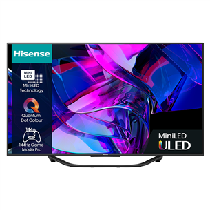 Televizorius Hisense U7KQ, 65'', Ultra HD, Mini LED
