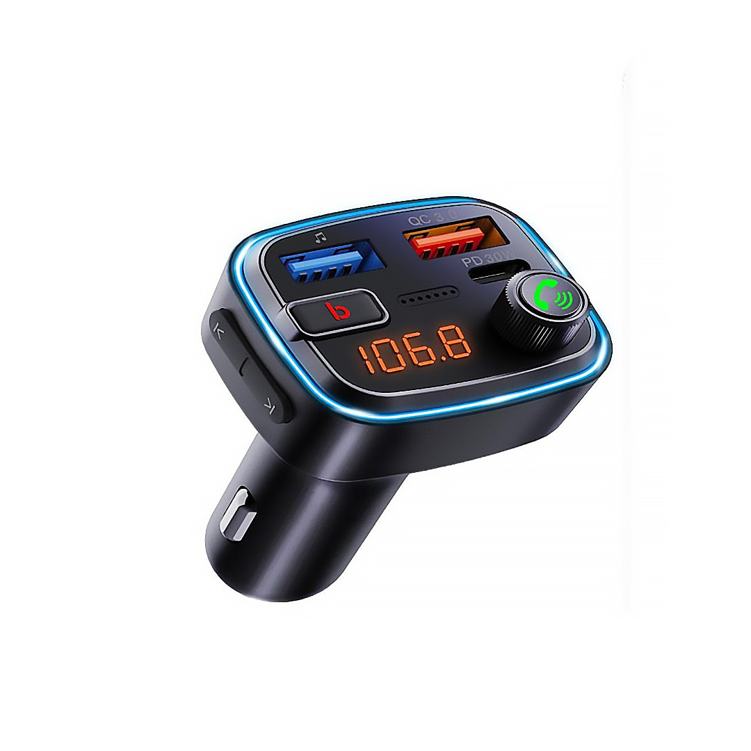 FM siųstuvas Kenner FT-627, Bluetooth, USB-C, USB QC 3.0, juodas