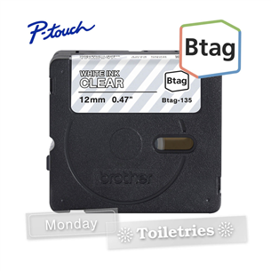 Brother Btag 135, 4 м, белый/прозрачный - Маркировочная лента