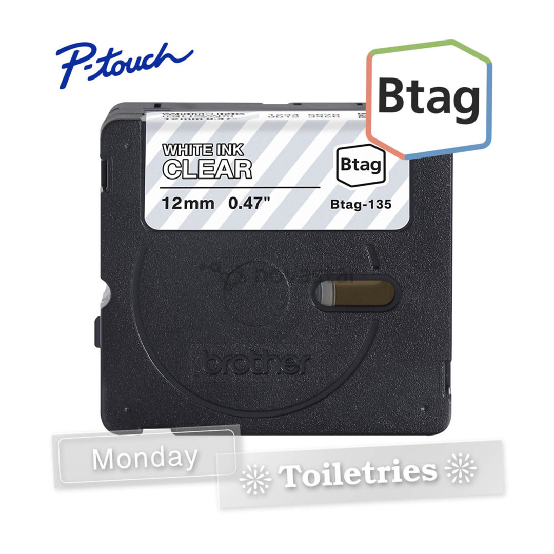 Brother Btag 135, 4m, white/transparent - Label tape