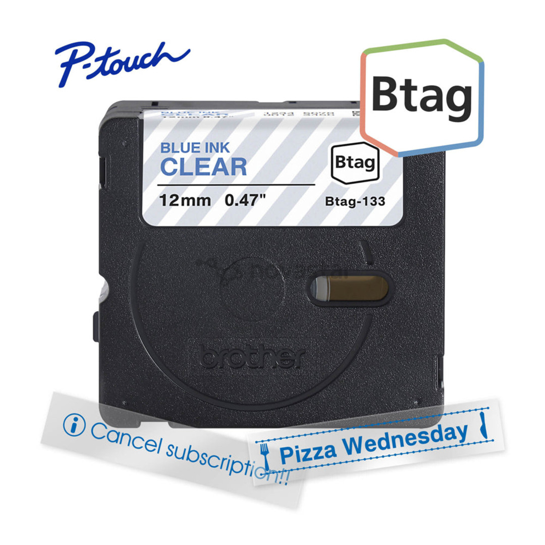 Etikečių juosta Brother Btag 233, 4m, mėlyna/balta