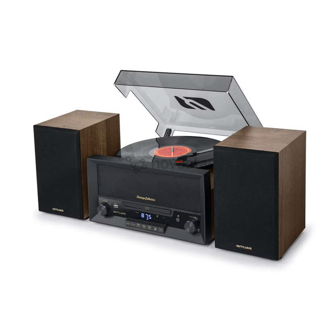 Muzikinis centras Muse MT-120 MB, CD, USB, Bluetooth, patefonas, juodas/rudas