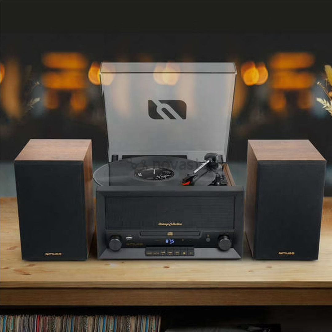 Muzikinis centras Muse MT-120 MB, CD, USB, Bluetooth, patefonas, juodas/rudas