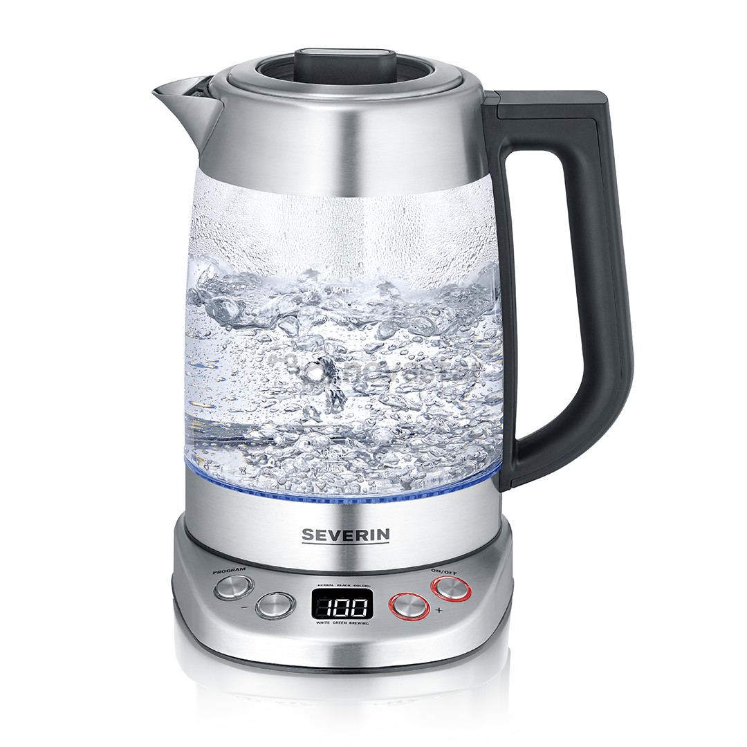 Virdulys Severin, 1.7 L, 3000 W, skaidrus/nerūdijančio plieno spalvos