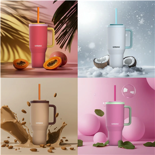 Termo gertuvė Kambukka Rio Tumbler, 950 ml, Frosty Coconut, balta/mėlyna